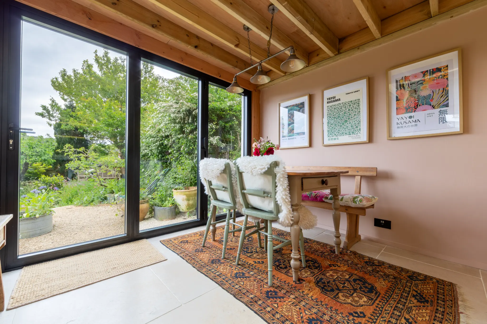 Garden pathway and landscaping at Wiltshire Airbnb