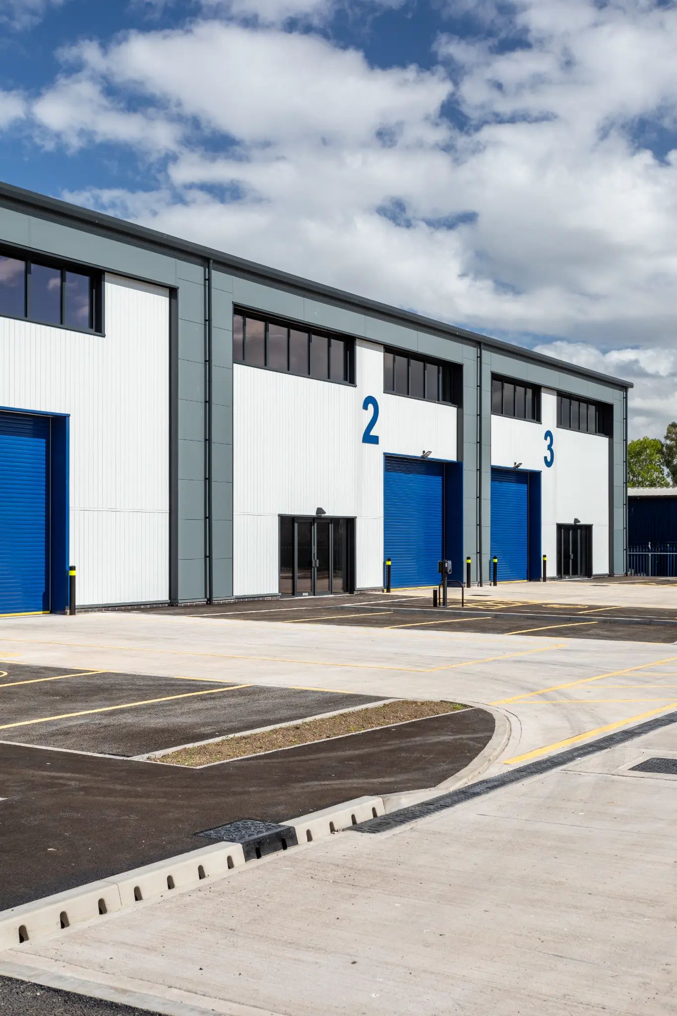 Loading yard and front elevations at the new Yeovil commercial development