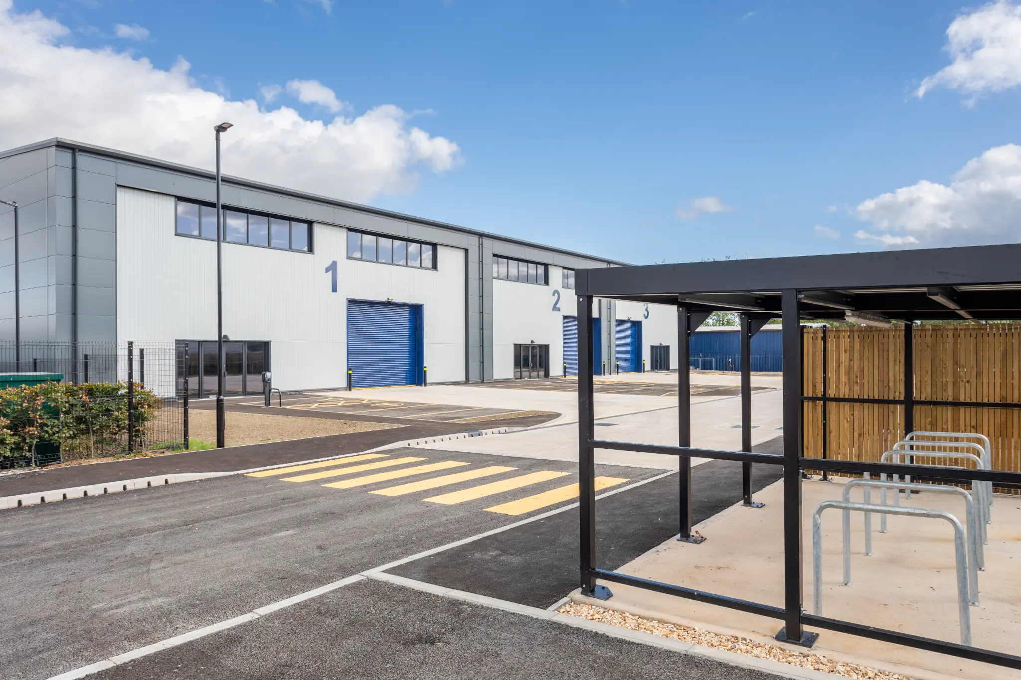 Cycle parking and pedestrian access at Rotor Trade Park
