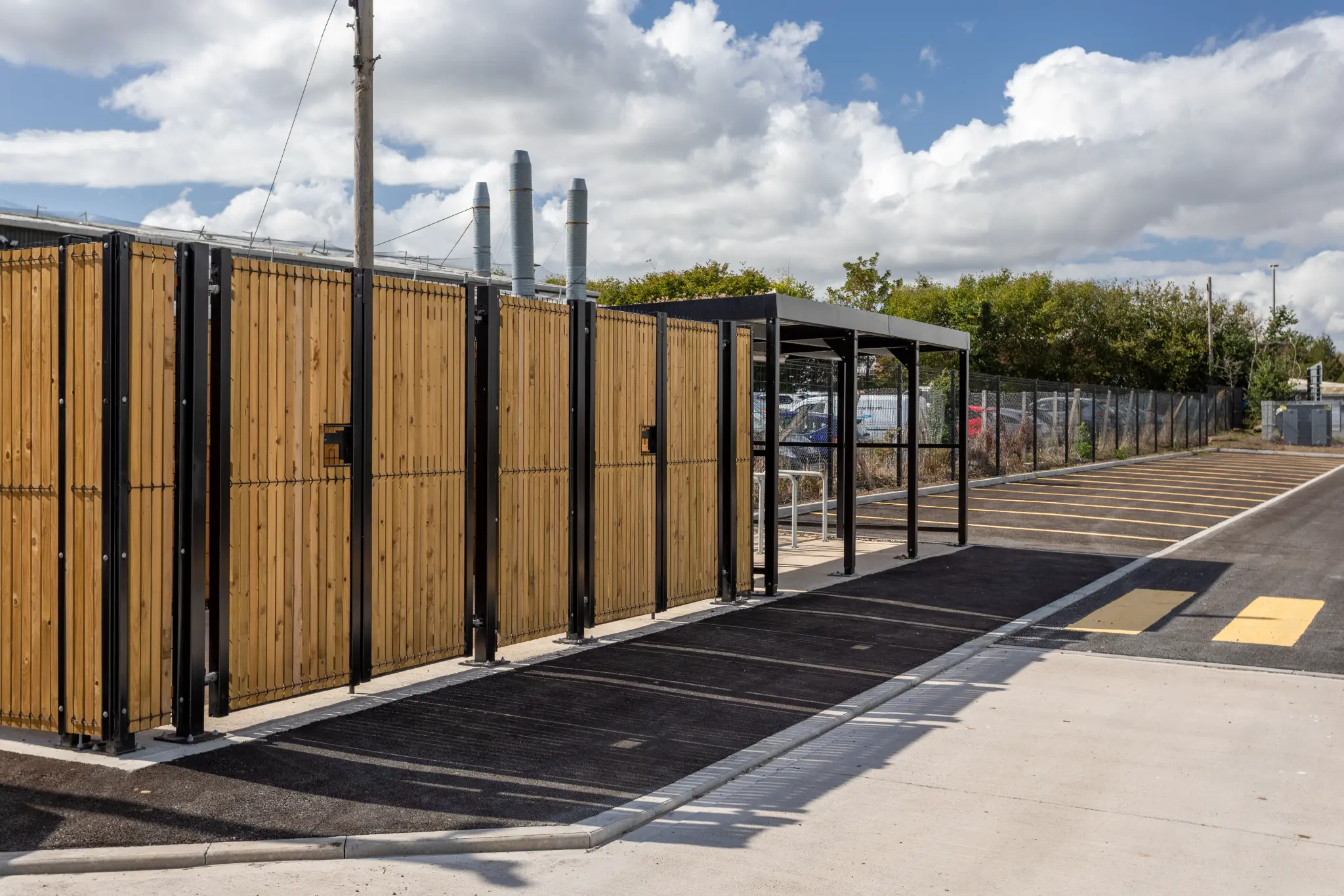 External amenity enclosure beside the Rotor Trade Park parking area